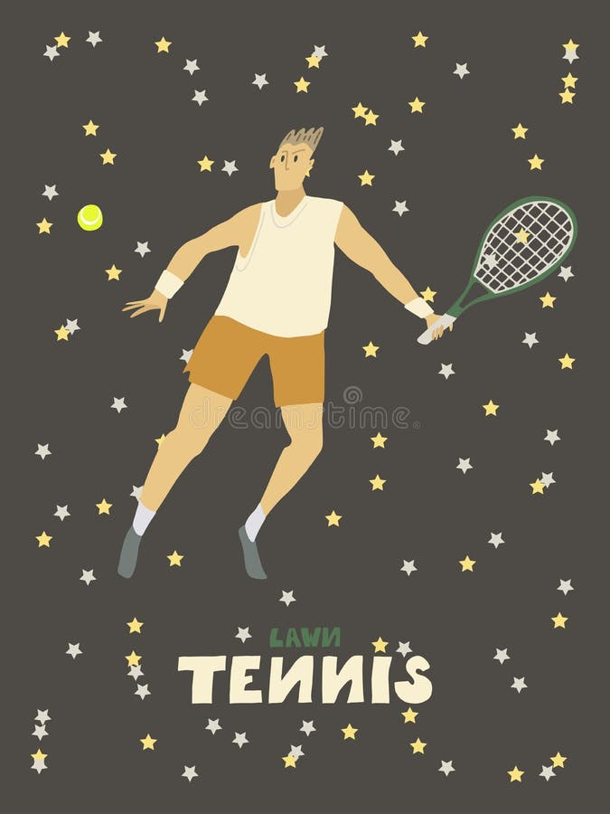 Tennisspieler-Kerl Mann mit Schl?ger und Ball lizenzfreie abbildung Tennisspieler-Kerl Mann mit Schl?ger und Ball lizenzfreie abbildung