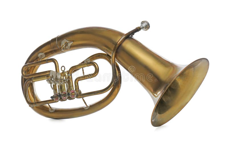 Tenor Horn Isolated on White. Wind Musical Instrument Stock Image
