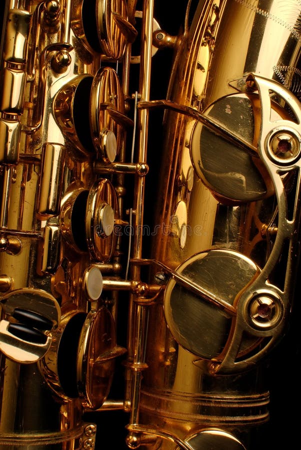 Tenor Saxophone close up stock image. Image of golden 16531631