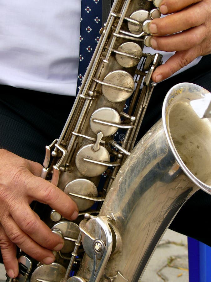 Saxophone Jazz Music Instrument Tenor Sax Saxophonist Hands Closeup