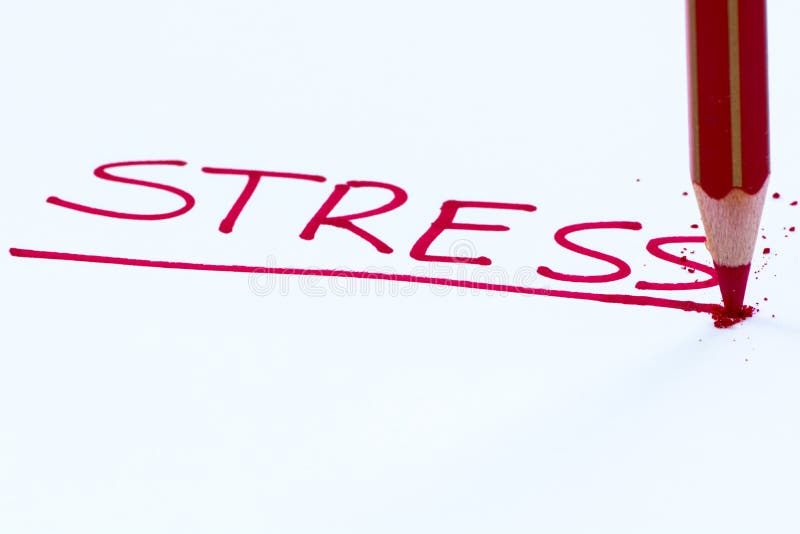 The word stress written in a paper with a pencil. The word stress written in a paper with a pencil.