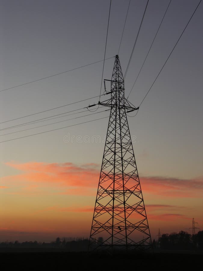 Pillar of high tension about sunset, silhouette. Pillar of high tension about sunset, silhouette