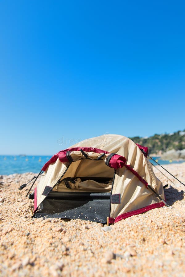Tent at the beach stock image. Image of costa, beach 73892959