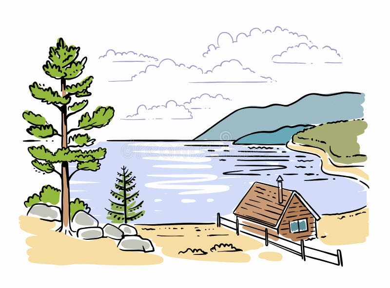 Tent camping in forest near mountains vector illustration