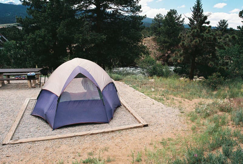 Tent Camping in a Mountain Campground Stock Image Image of landscape