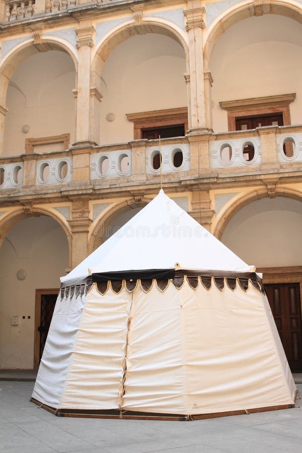 Tent on courtyard of Monastery in Jicin