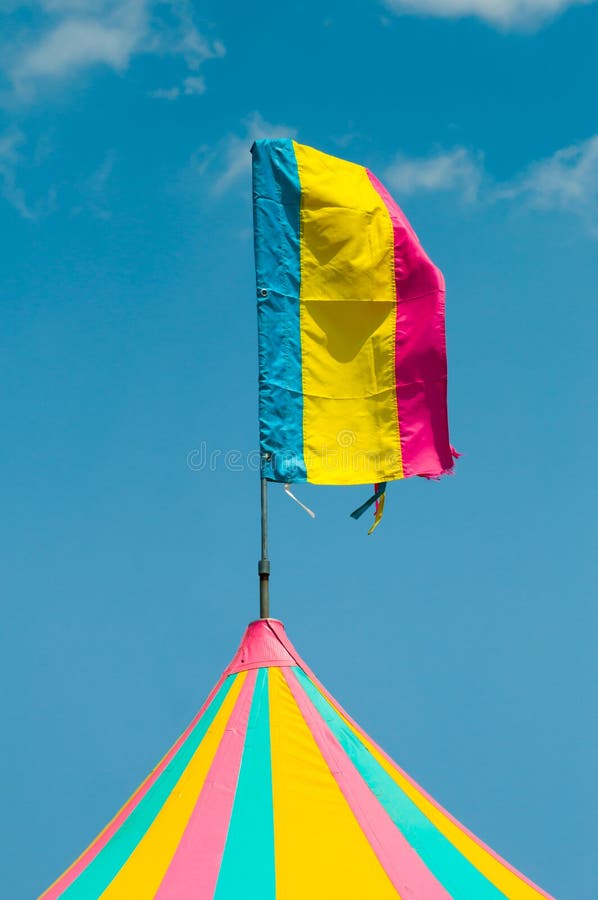 Tent Flag stock photo. Image of sunny, blue, tent, pink 24904964