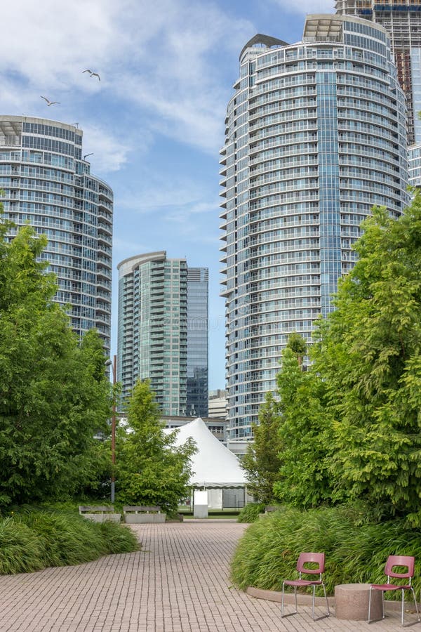 Tent in a hidden city square in front of appartment buildings royalty free stock images