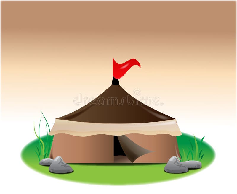 Tent with red flag