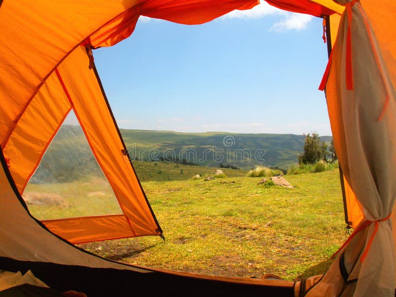 Tent in Simien National Park royalty free stock photos