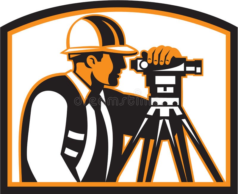 Teodolite di Geodetic Engineer Survey dell'ispettore illustrazione vettoriale Teodolite di Geodetic Engineer Survey dell'ispettore illustrazione vettoriale