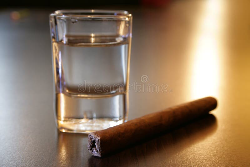 Tequila and a cigar stock image. Image of smoke, scotch 12612565