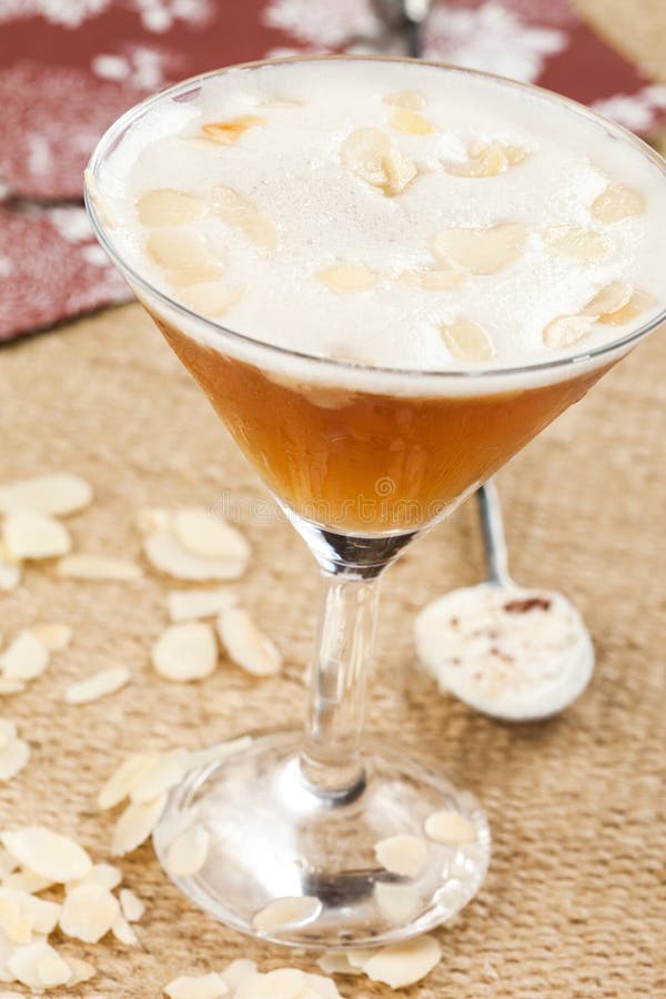 Tequila drink with almonds stock image. Image of drink 32993413