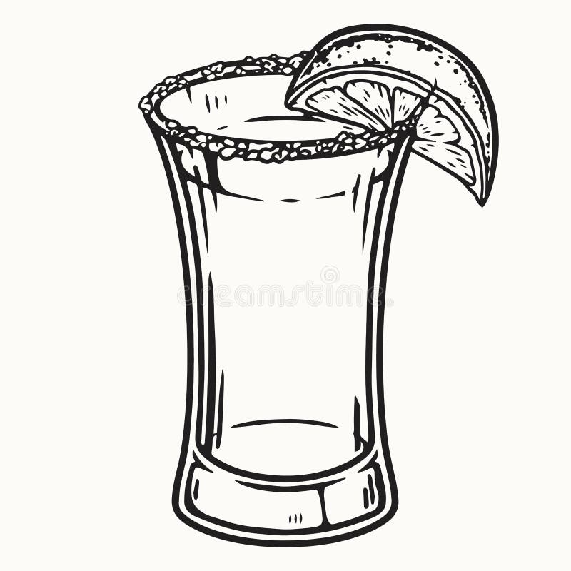 Tequila Glass with Salt and Lime Stock Vector - Illustration of ...