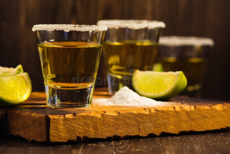 Tequila Shots, Salt and Lime Slices Stock Photo - Image of citrus ...