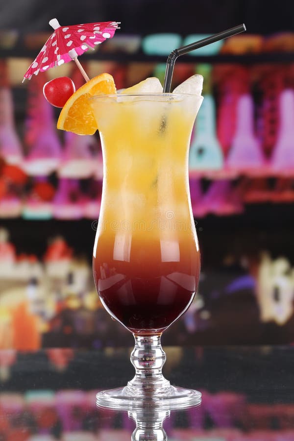 Tequila Sunrise Cocktail in a Bar or Party Stock Image Image of