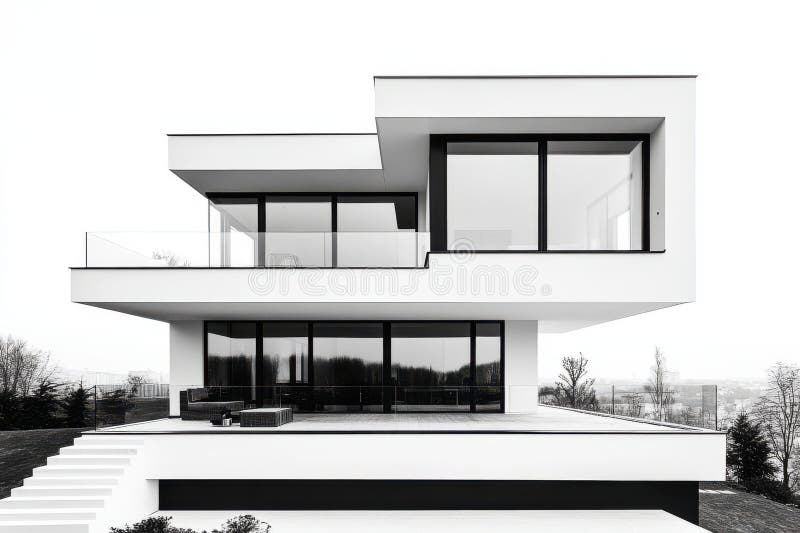 Terasa de balcon a Casei Albe Moderne vector illustration