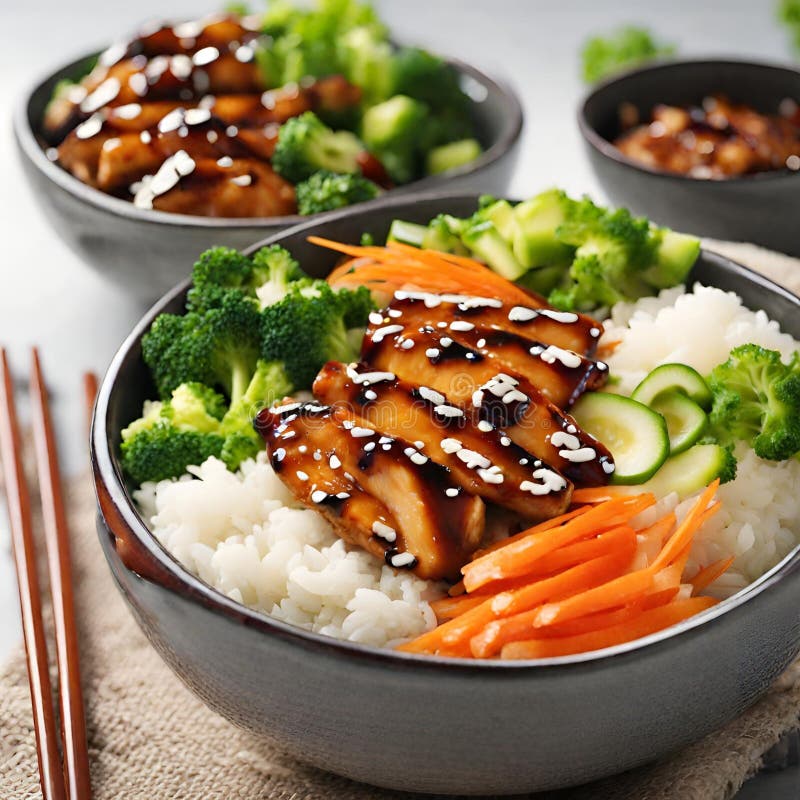Teriyaki Hühnerschalen, gefüllt mit 1 stock abbildung