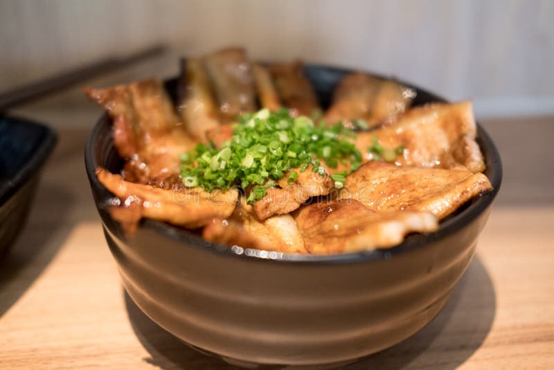 Butadon, Japanese Rice Bowl Dish Consisting of Bowl of Rice Topped with