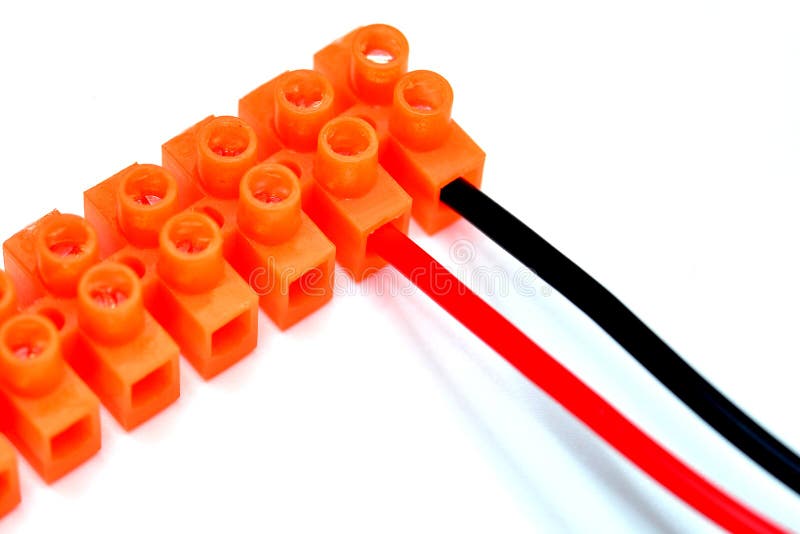 Terminal Block with Fixed Plus and Minus Cable Stock Image Image of