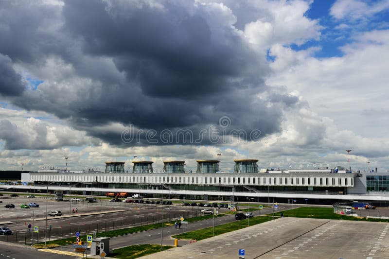 St. Petersburg, Russia - July 1, 2015: Passenger terminal of the international airport Pulkovo. Pulkovo is the 4th airport in Russia by passenger traffic after Moscow air hub. St. Petersburg, Russia - July 1, 2015: Passenger terminal of the international airport Pulkovo. Pulkovo is the 4th airport in Russia by passenger traffic after Moscow air hub