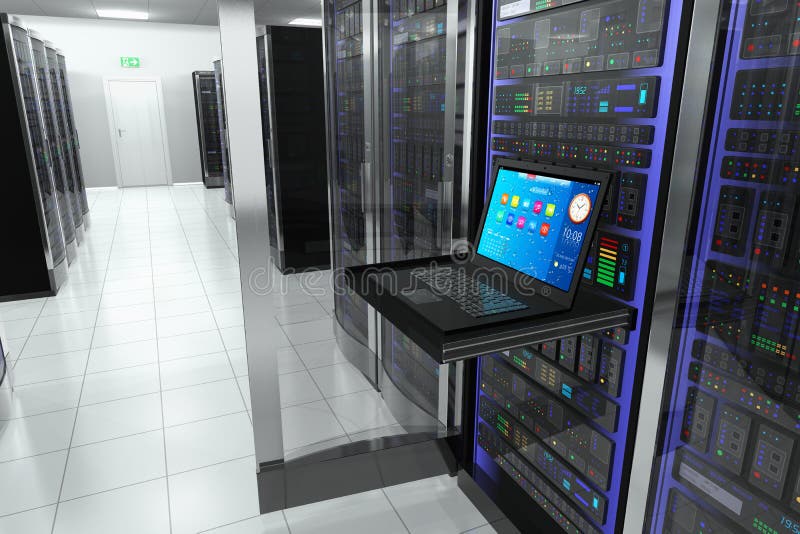 Terminal in server room vector illustration Terminal in server room vector illustration