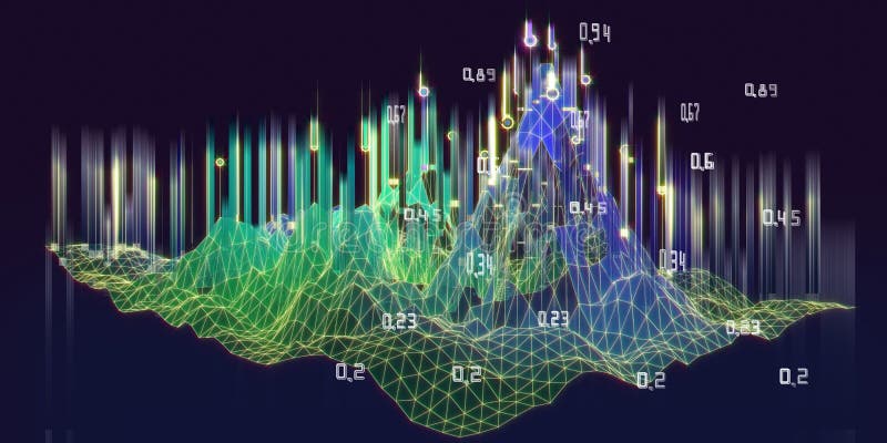 Terministisk analytisk bakgrund med trådramsalgoritmanalysdata och suddiga linjer. kvantkryptografikoncept. analys royaltyfri illustrationer