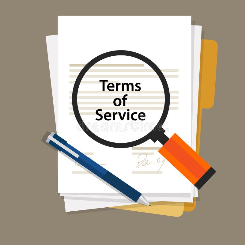 Terms of service contract document signed paper. Terms of service contract document signed paper