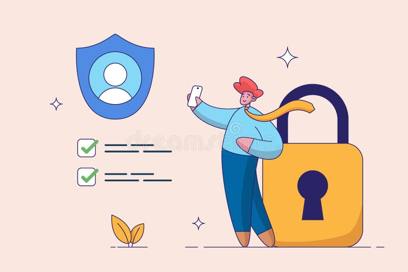 Terms and conditions concept. Protecting personal data, checking documents. Account security, privacy policy, user vector illustration
