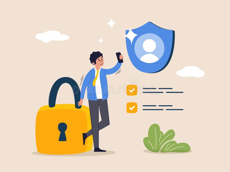 Terms and conditions concept. Protecting personal data, checking documents. Account security, privacy policy, user royalty free illustration
