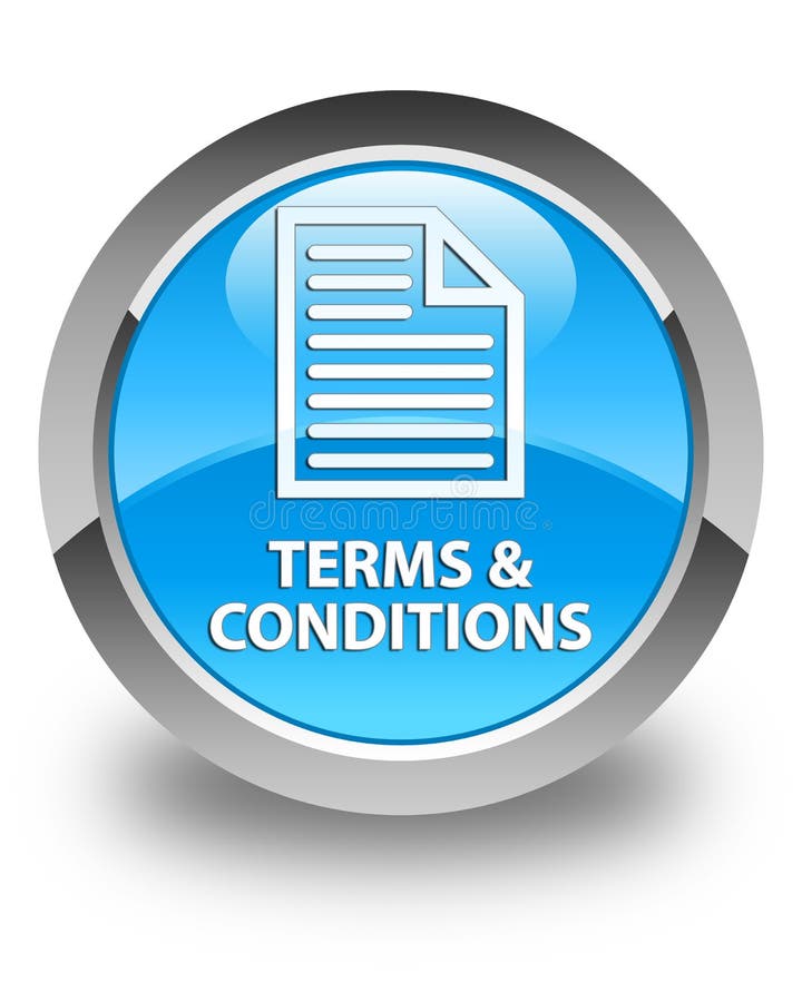 Terms and Conditions (page Icon) Glossy Cyan Blue Round Button Stock