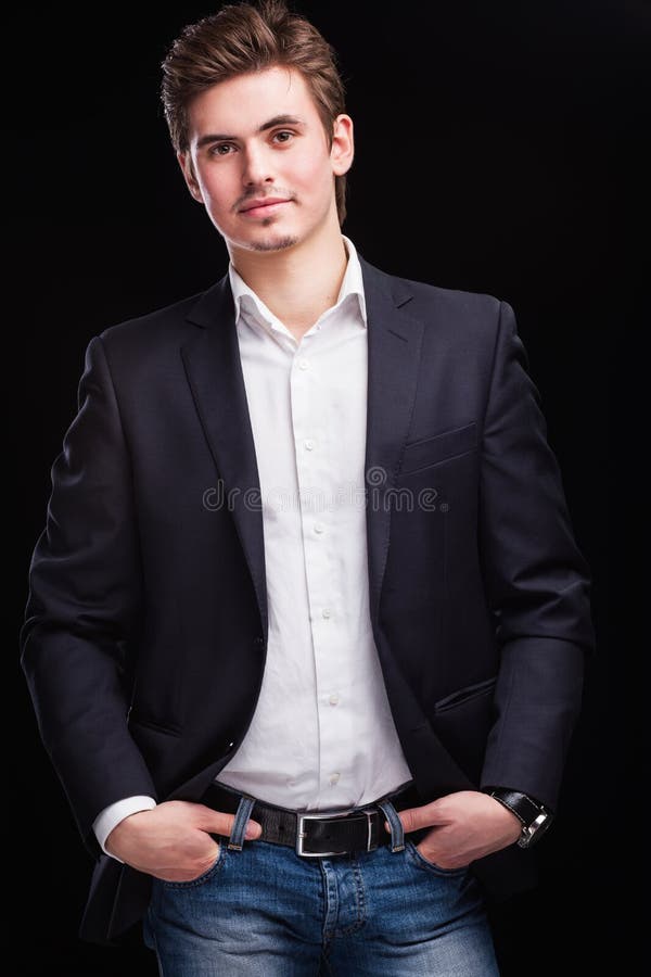 Terno novo do preto do homem de negócios da fôrma imagem de stock royalty free