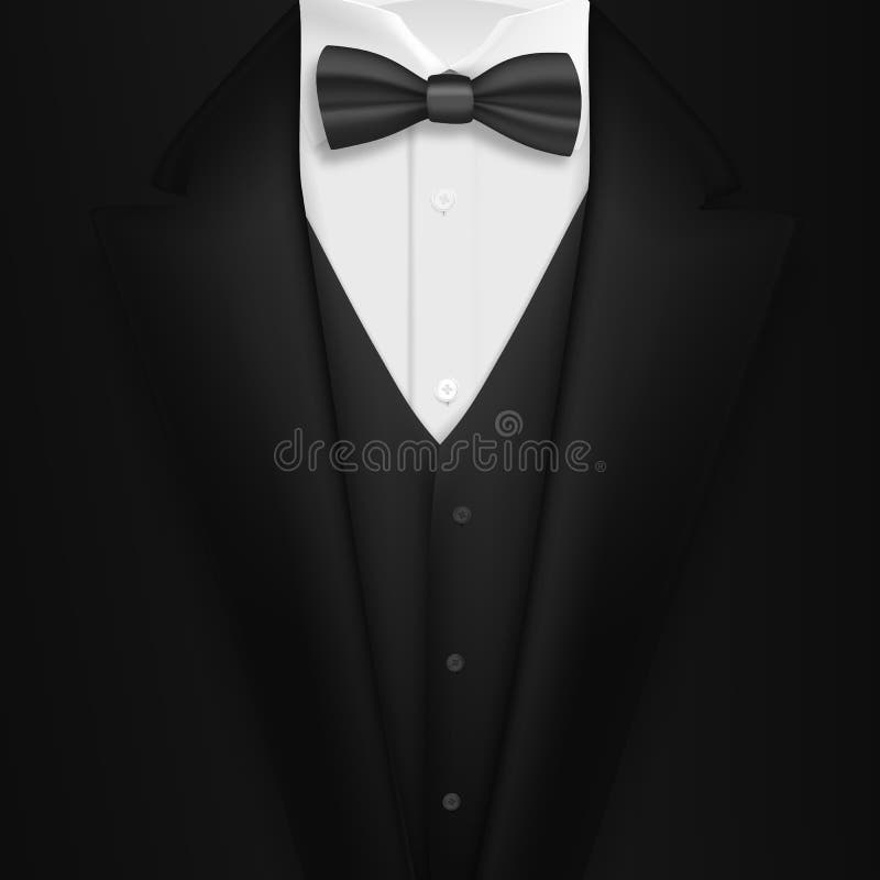 Terno Preto Realístico Do Vetor Terno Elegante Do Smoking Dos Homens 3D  Photorealistic Com Laço Do Pescoço Ilustração do Vetor - Ilustração de  preto, conceito: 100883846