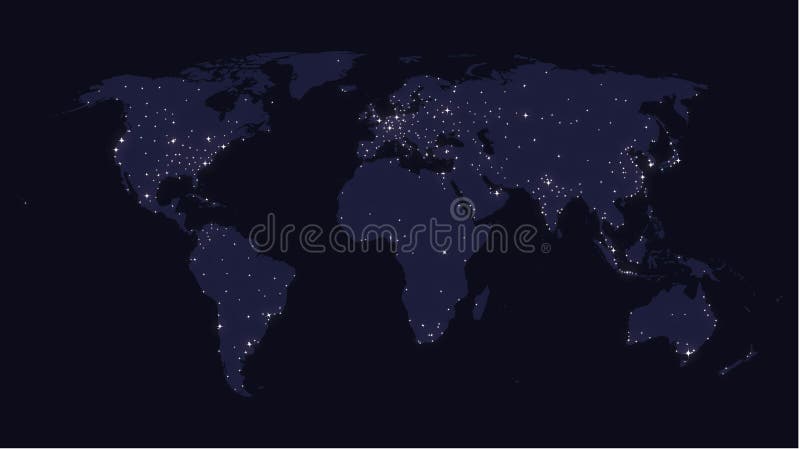 Terra alla mappa di mondo di notte royalty illustrazione gratis Terra alla mappa di mondo di notte royalty illustrazione gratis