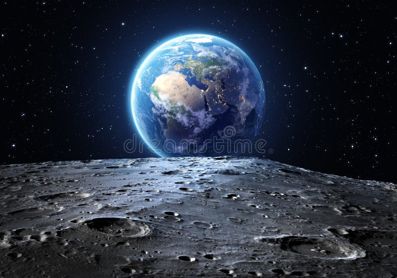 Terra blu veduta dalla superficie della luna