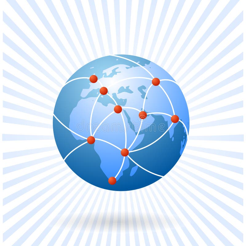 Planet earth as connected network with beams background, related to communication, social networking and new media. vector file available. Planet earth as connected network with beams background, related to communication, social networking and new media. vector file available