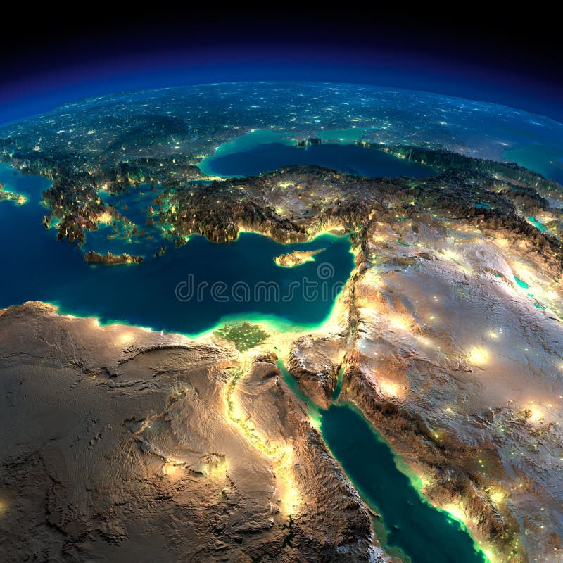 Terra di notte. L'Africa e Medio Oriente