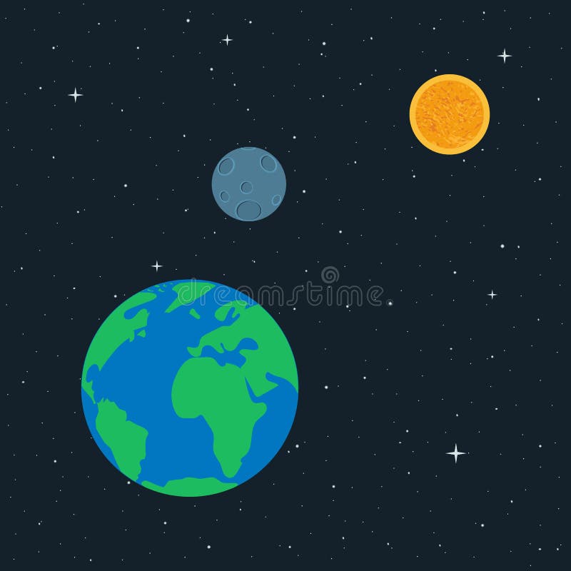 Terra, lua e Sun do planeta no espaço ilustração stock Terra, lua e Sun do planeta no espaço ilustração stock