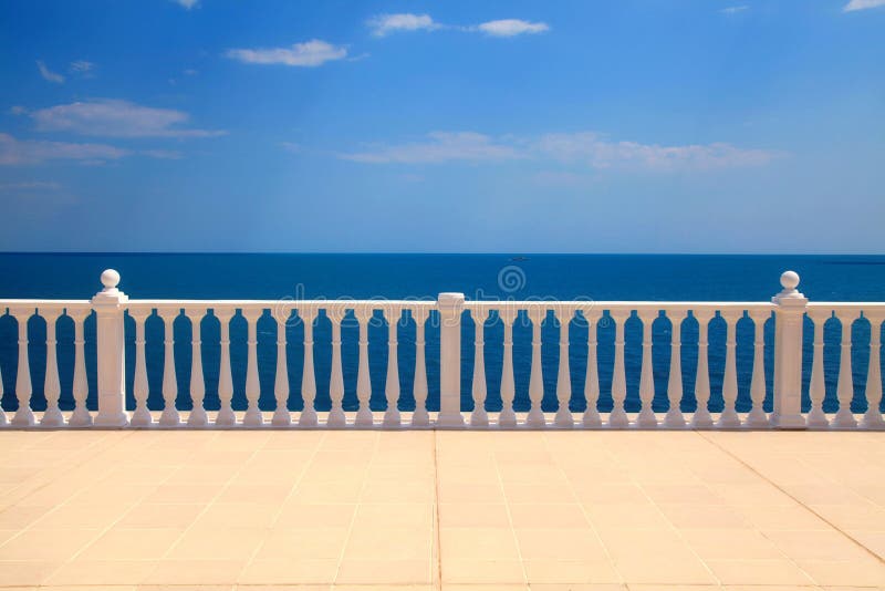 Terrace with balustrade overlooking the sea