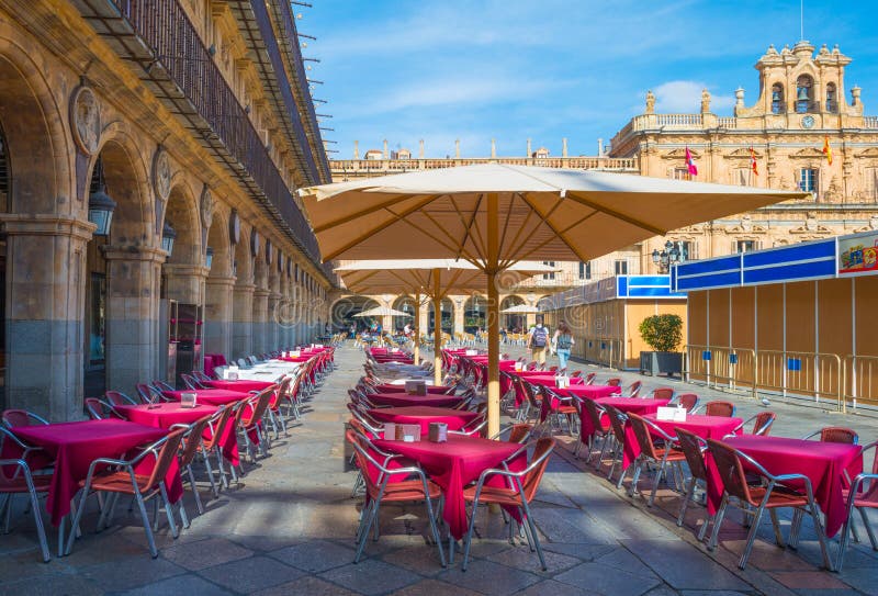 Terrace on a Square in Salamanca Editorial Stock Image Image of parasol, terrace 80435359