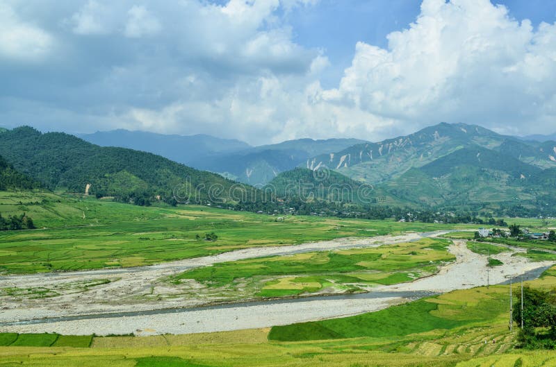 The H`Mong`s terraced rice field and their traditional houses in La Pan Tan commune, Mu Cang Chai dist., Yen Bai prov., Viet Nam. The H`Mong`s terraced rice field and their traditional houses in La Pan Tan commune, Mu Cang Chai dist., Yen Bai prov., Viet Nam