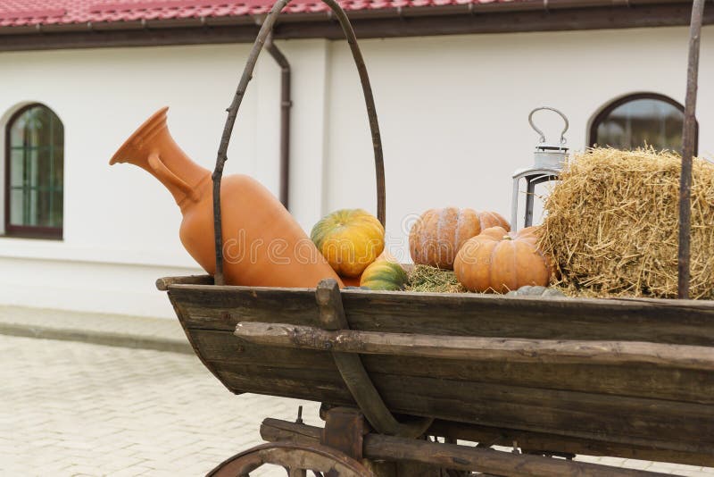Terracotta-Kürbis und orangefarbene Kürbis auf einem Holzkarton Bauernhof lizenzfreies stockfoto Terracotta-Kürbis und orangefarbene Kürbis auf einem Holzkarton Bauernhof lizenzfreies stockfoto