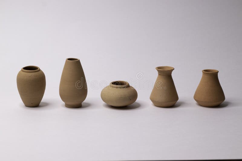 Terracotta Small Clay Pots,Mini Clay Pots with White Background Stock