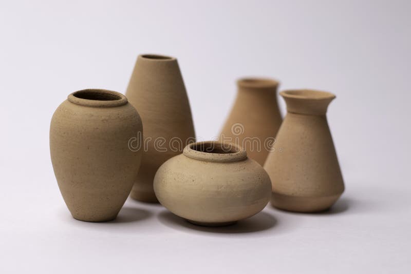 Terracotta Small Clay Pots,Mini Clay Pots with White Background Stock