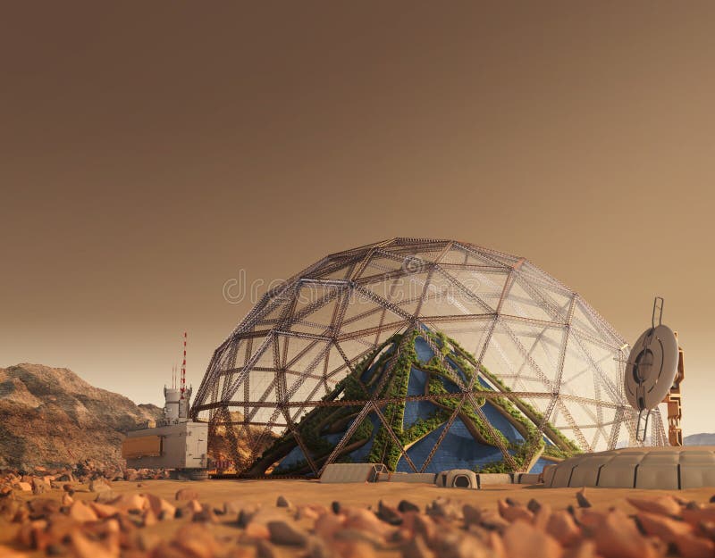 Terraforming Mars with an outpost colony royalty free illustration