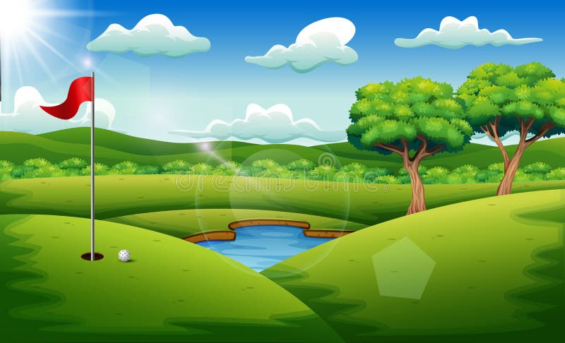 Terrain de golf sur le fond de paysage