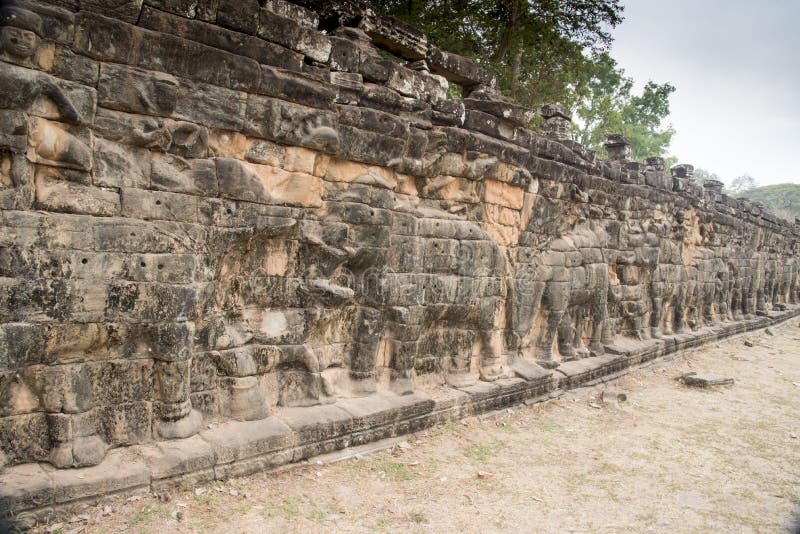 Terrass av elefanterna i Angkor Thom fotografering för bildbyråer Terrass av elefanterna i Angkor Thom fotografering för bildbyråer