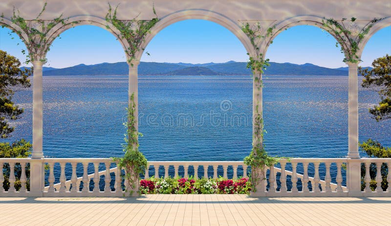 Balustrade Terrasse 1889 terrasse avec la balustrade donnant sur la mer et les Balustrade Terrasse 1889 terrasse avec la balustrade donnant sur la mer et les