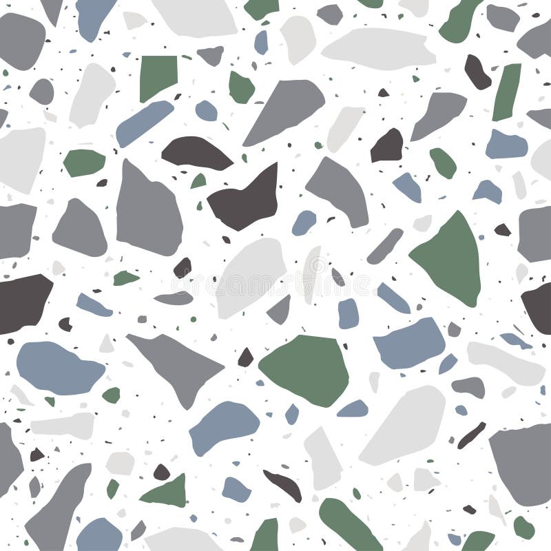 Terrazzo flooring, seamless pattern in pastel colors. Polished rock surface. Tender white background with colored stones. royalty free illustration Terrazzo flooring, seamless pattern in pastel colors. Polished rock surface. Tender white background with colored stones. royalty free illustration