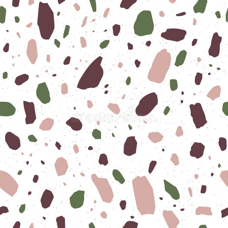 Terrazzo Geometric Texture or Tile. Seamless Pattern with Pink and